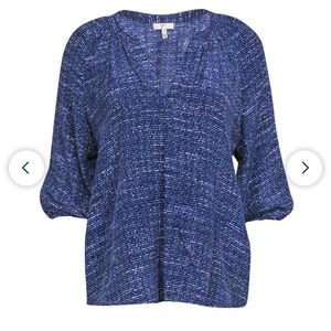 Joie - Blue & White Abstract Print Silk Blouse S